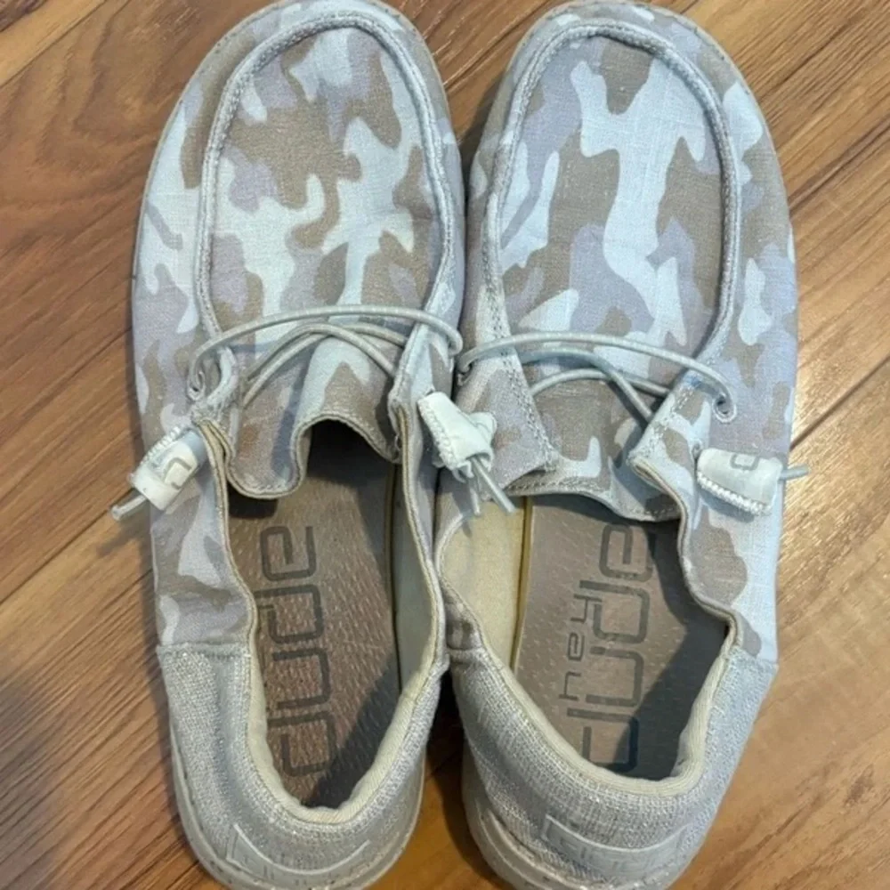 Hey Dude Lightweight Camouflage Slip-On Loafers in Gray and Tan